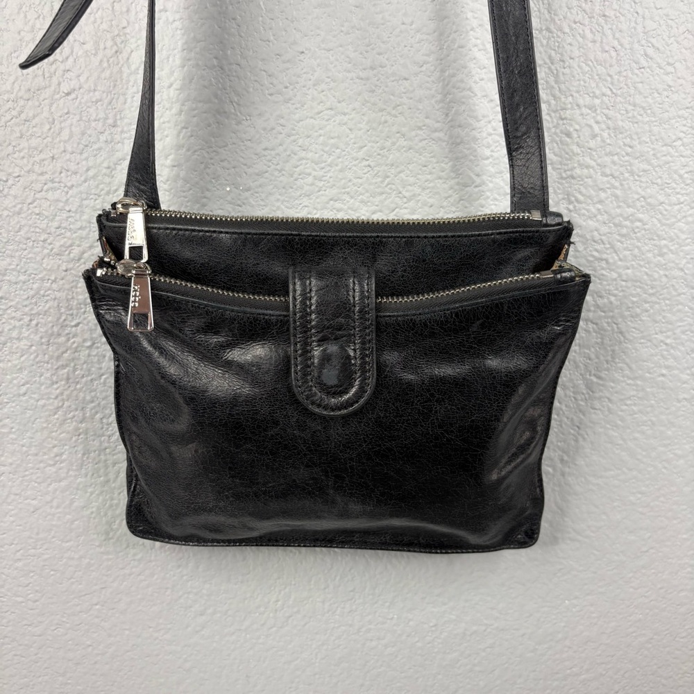 Hobo Black Leather Cambel Crossbody Purse